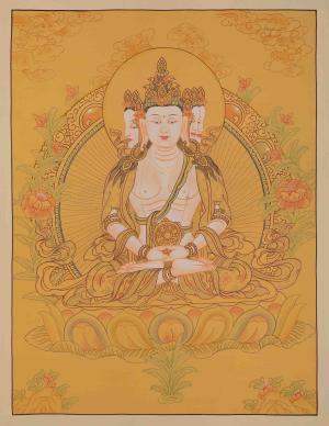 Cosmic Buddha Vairocana | Tibetan Thangka Painting | Sacred Buddhist Art